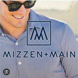 Mizzen+Main Navy Micro-Check Dress Shirt
